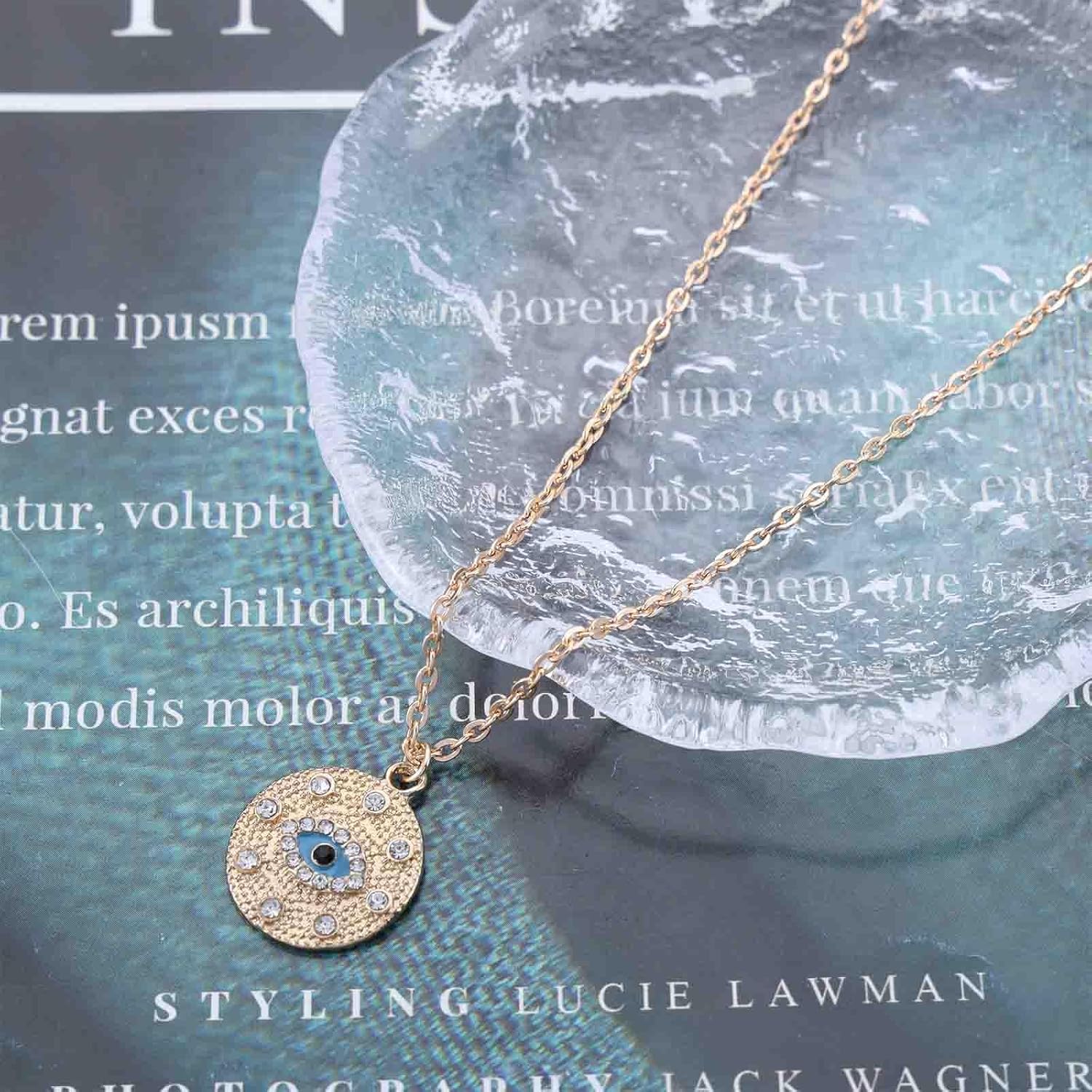 Gothic Evil Eye Coin Necklace Gold Cz Eyes Necklaces Evil Evil Eye Medallion Necklace Luck Eyes Chain Necklaces Disc Coin Pendent Protection Jewelry for Women - Image 6