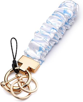 Scrunchie Keychain Wristlet, Cute Stretch Key Chain for Women