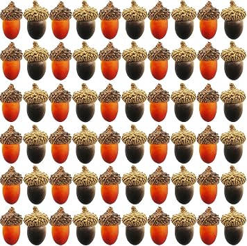 TIHOOD 60PCS Artificial Acorn, Fake Nutty Craft Acorns with Natural Acorn Cap Simulation Fruit Props for Vase Filler, Home House Autumn Favor, Thanksgiving Day Christmas Wedding Decor