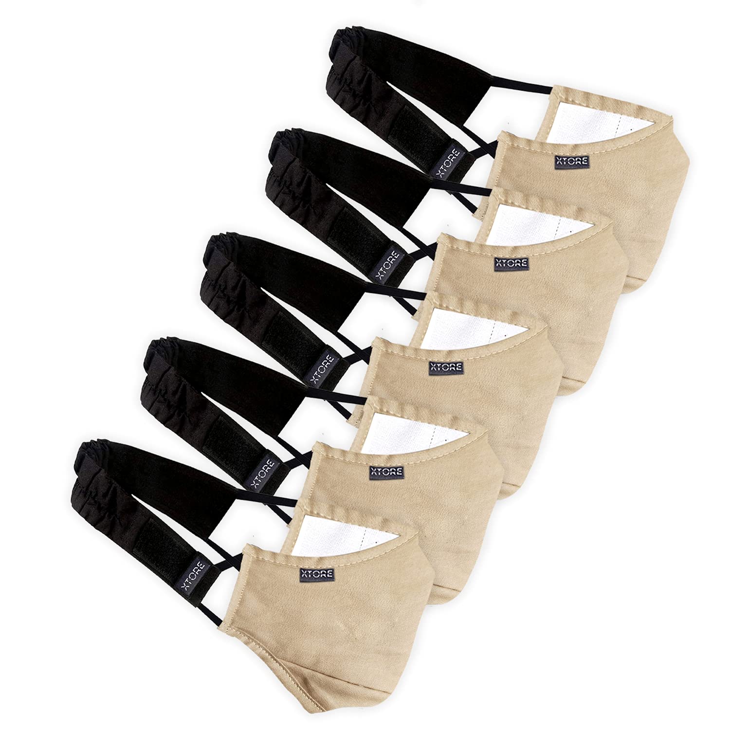 Xtore Unisex Cotton N-95 FDA CE Certified Anti Pollution 5 Filter Reusable Washable without Valve with Headband (Khaki Brown) - Pack of 5 (B0963XN6SK) Amazon Price History, Amazon Price Tracker