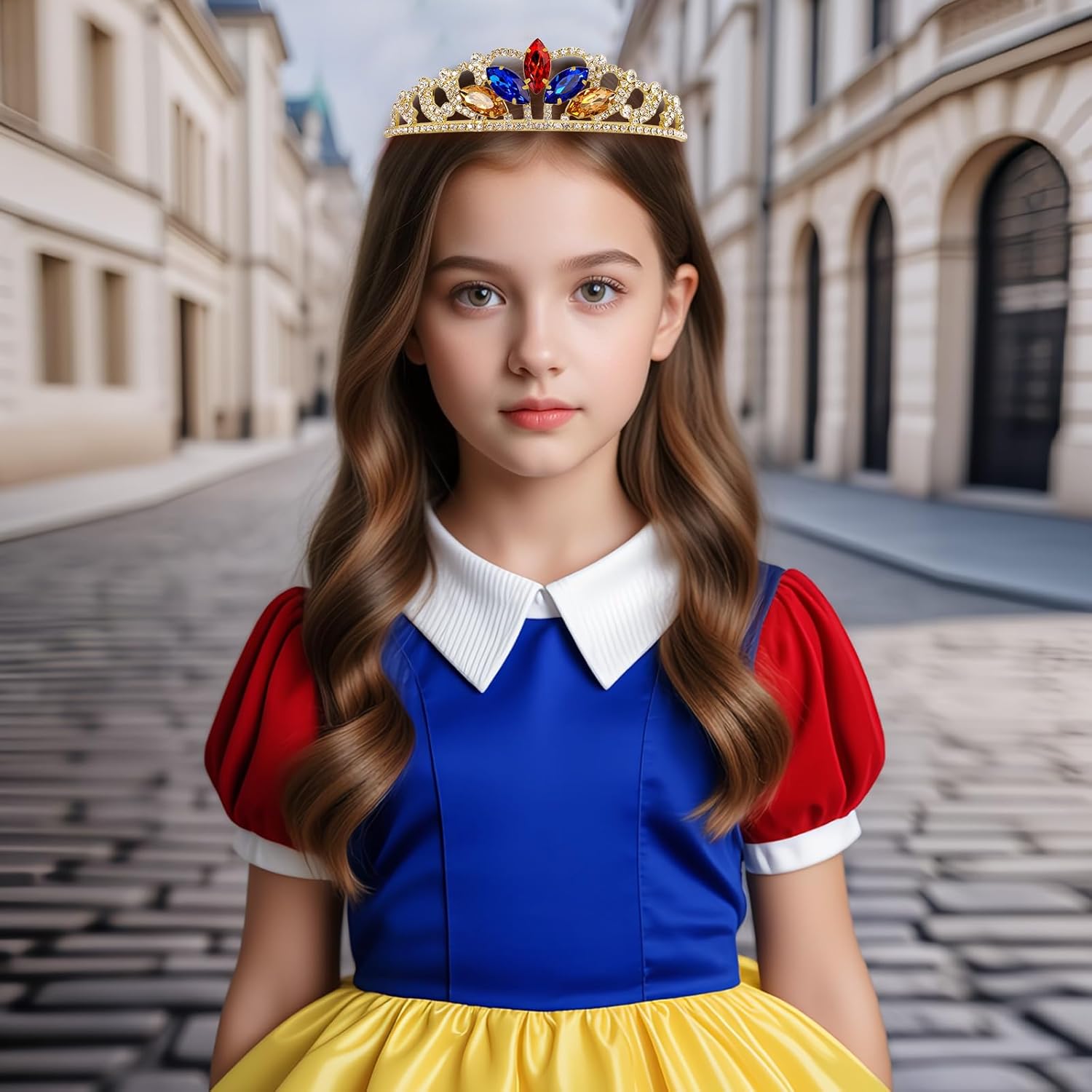 Princess Crown Halloween Cosplay Sparkle Gold Crown Crystal Hair Tiara Costume Accessories for Women Birthday Gift - Image 3