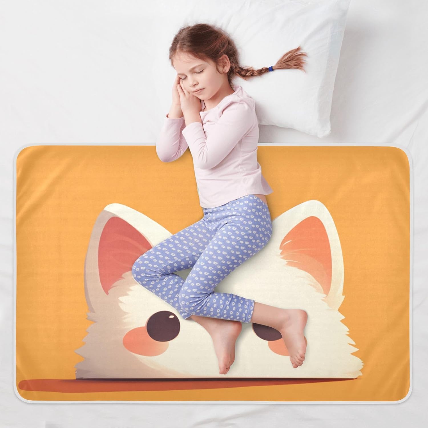 Cartoon Kitten Cute Extra Large Resuable Diaper Mats Soft Absorbent Bed Wetting Pad Cute Cool Bed Liners for Baby Toddler Children , 52" L x 34" W