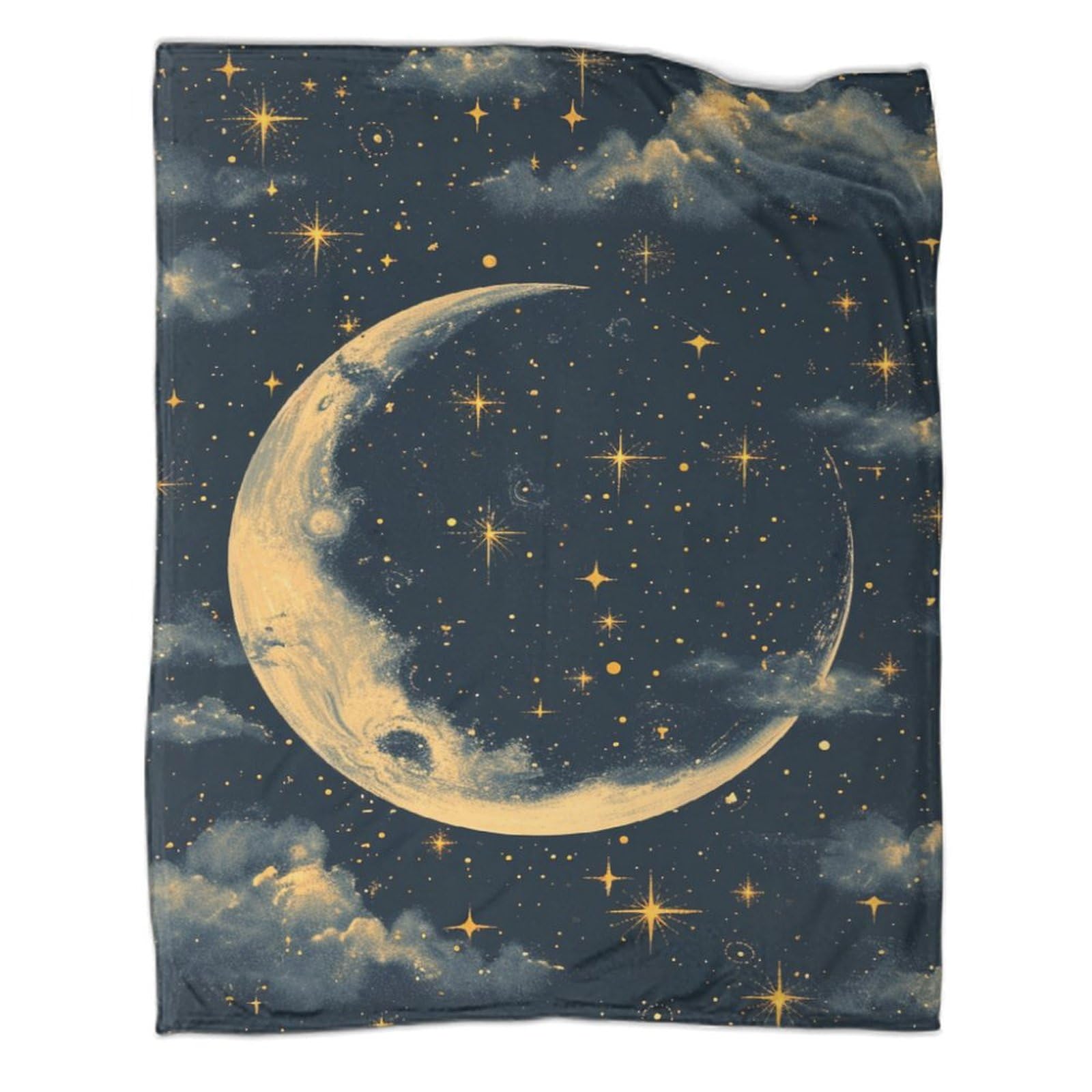 Couverture lit contre le froid plaid lune et étoiles adulte