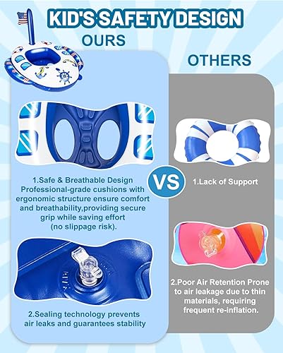 Miniatura 6 de Flotadores inflables de piscina para niños, flotadores de piscina modelo azul marino con pistola de agua con cable de 26 pulgadas para niños y niñas