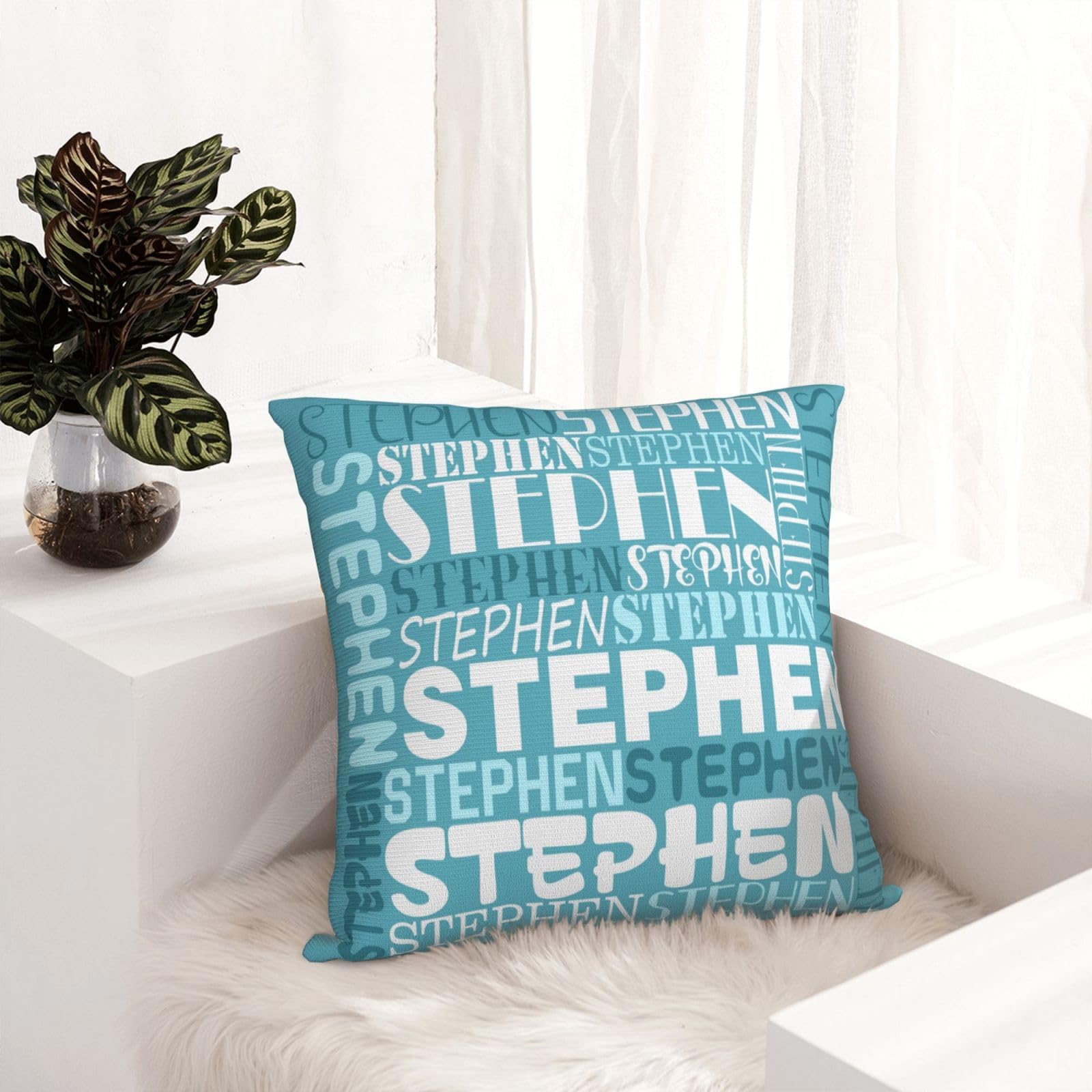 YMDLQDP Custom Pillowcase with Name Customized Pillow Cover Gifts for Family Mom Dad Daughter Son Adults Kids Baby(Cyan)