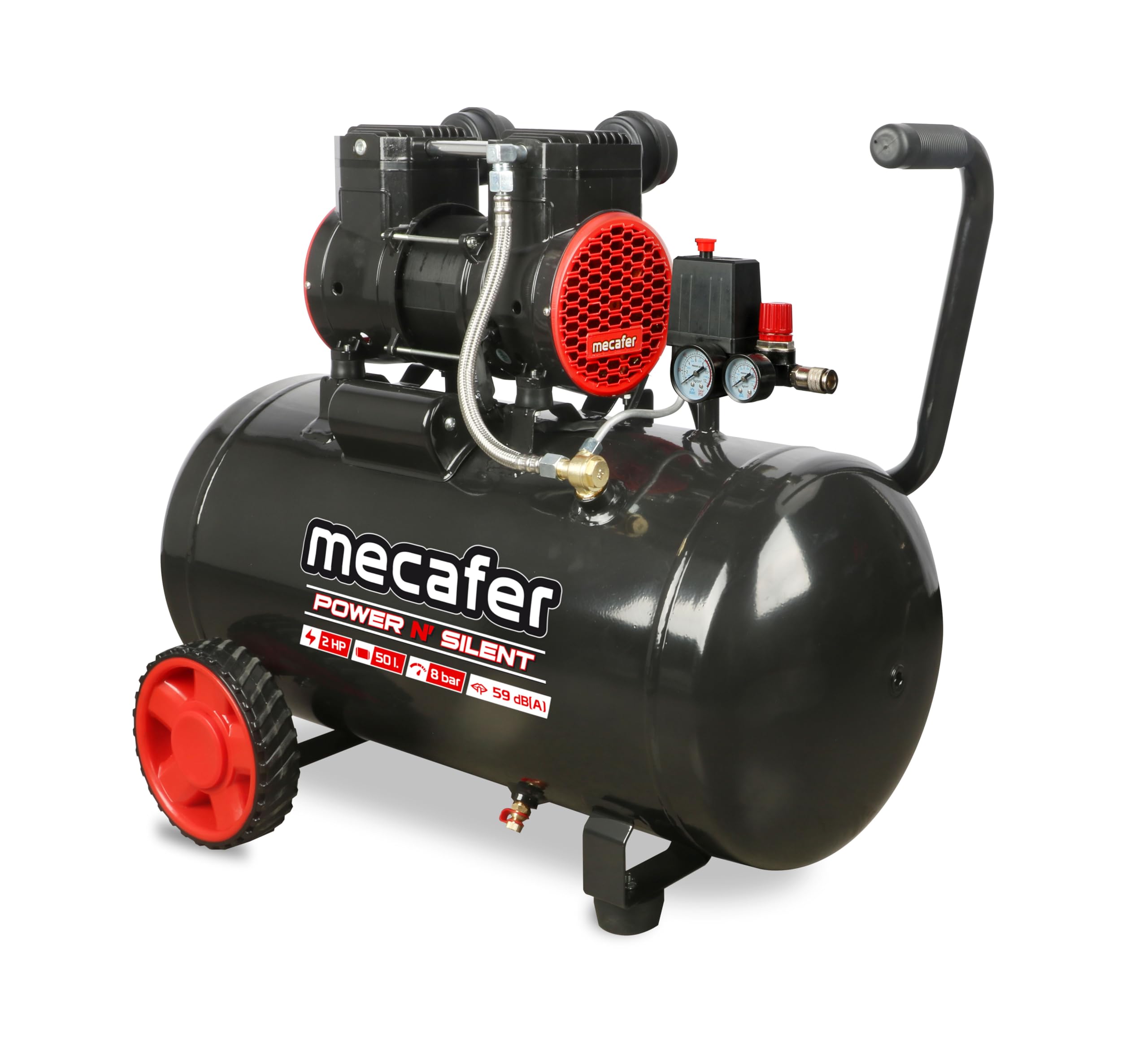 Mecafer 425653 Compresseur Power N Silent 8 bar - 50L - 2HP