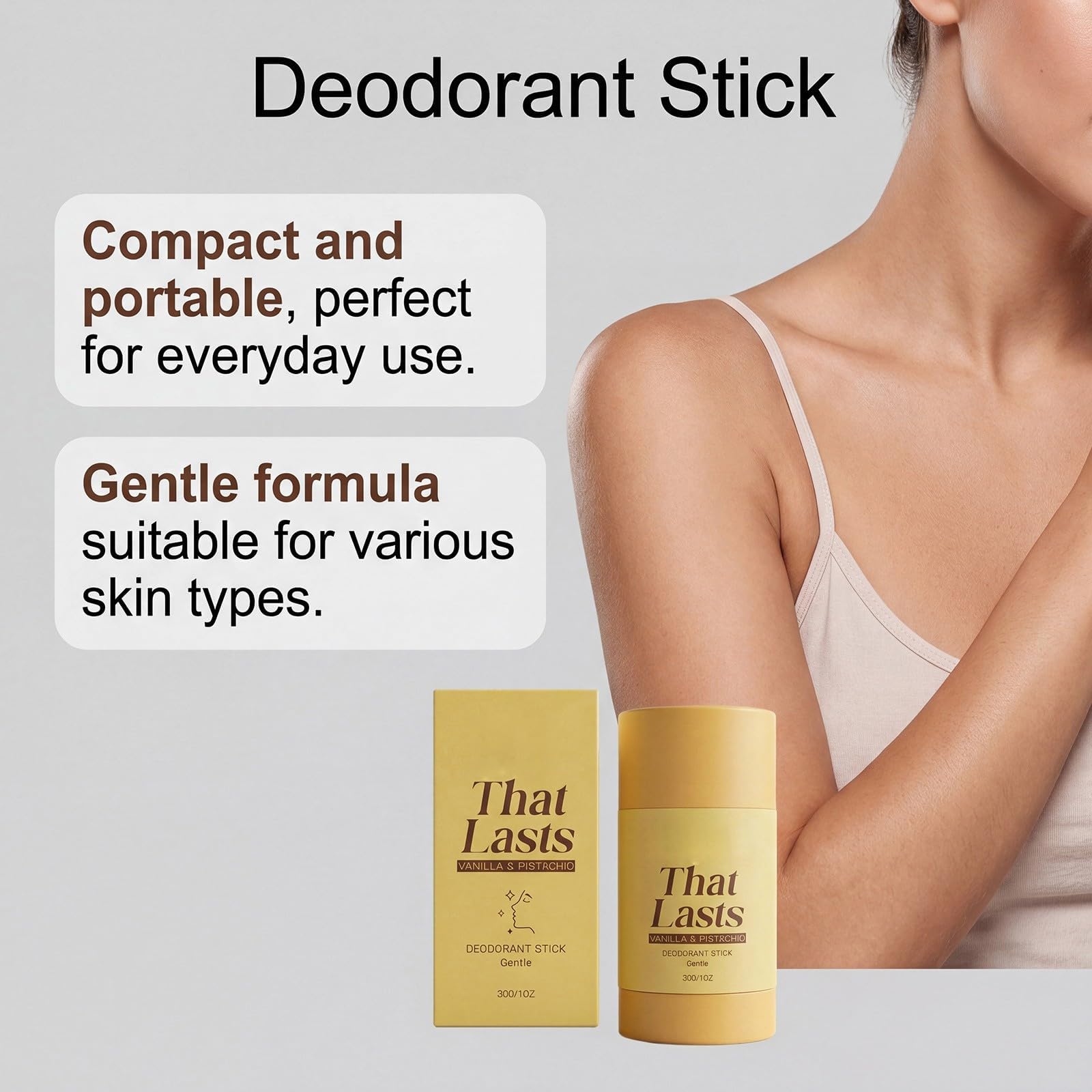 Déodorant Anti-transpirant Roll-on pour les aisselles – Stick parfumé Vanille & Pistache – Protection douce et durable contre les odeurs – Efficacité toute la journée