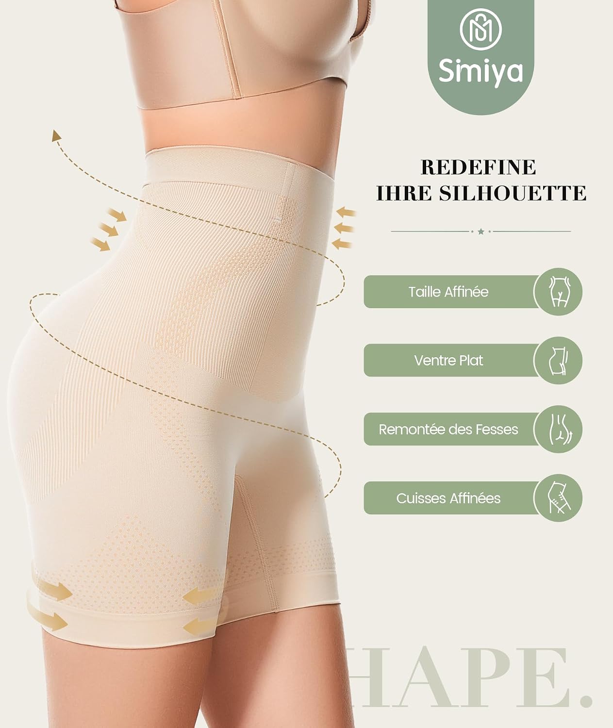 SIMIYA Gaine Ventre Plat Culotte Gainante Femme Gaine Amincissante Shorts — vue 2