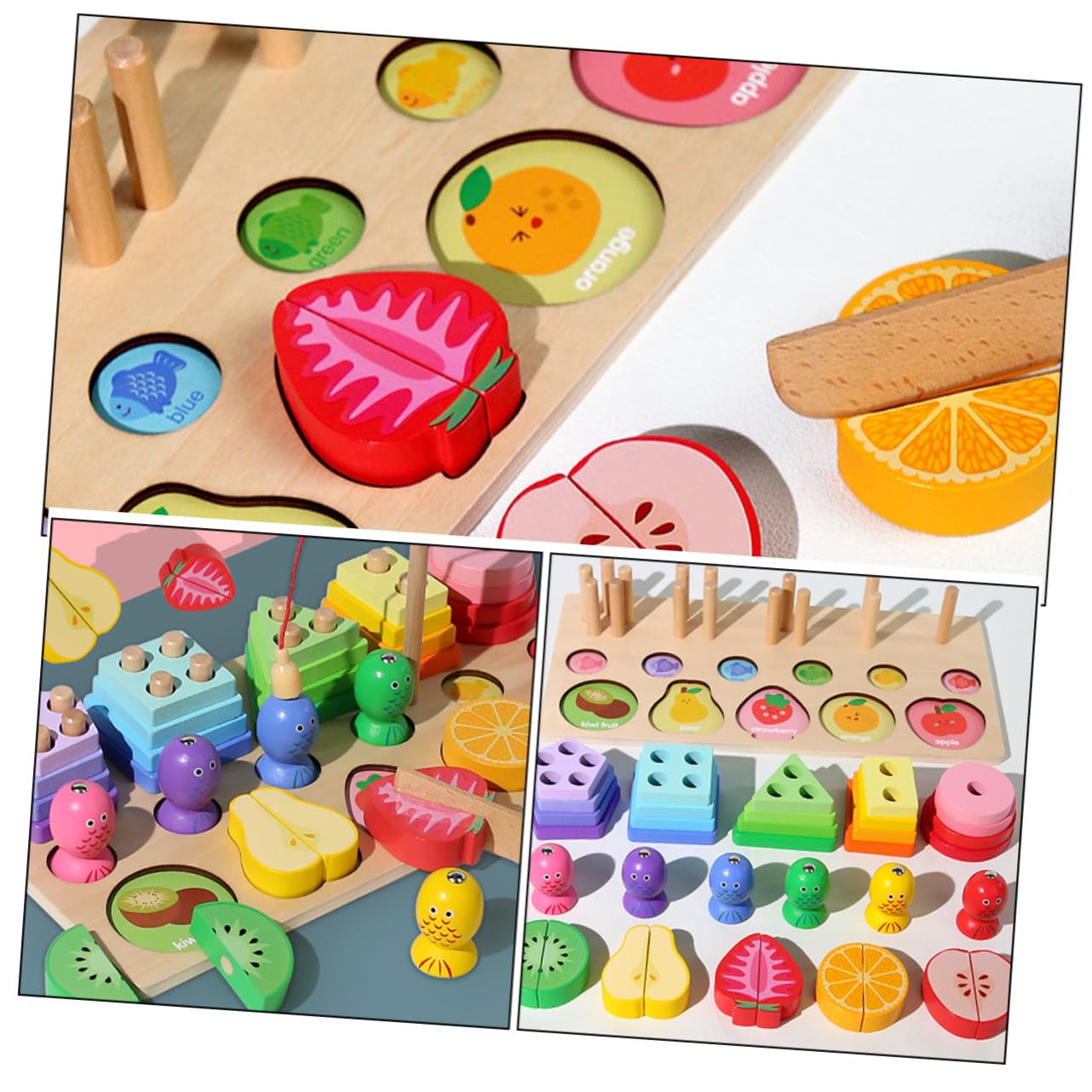 Juego De Juguetes De Madera Multiusos Tablero De Pesca y Formas a Juego para Niños, Resistente Al Desgaste, Desarrollo Cognitivo y Coordinación Mano-Ojo, Adecuado para Aprendizaje
