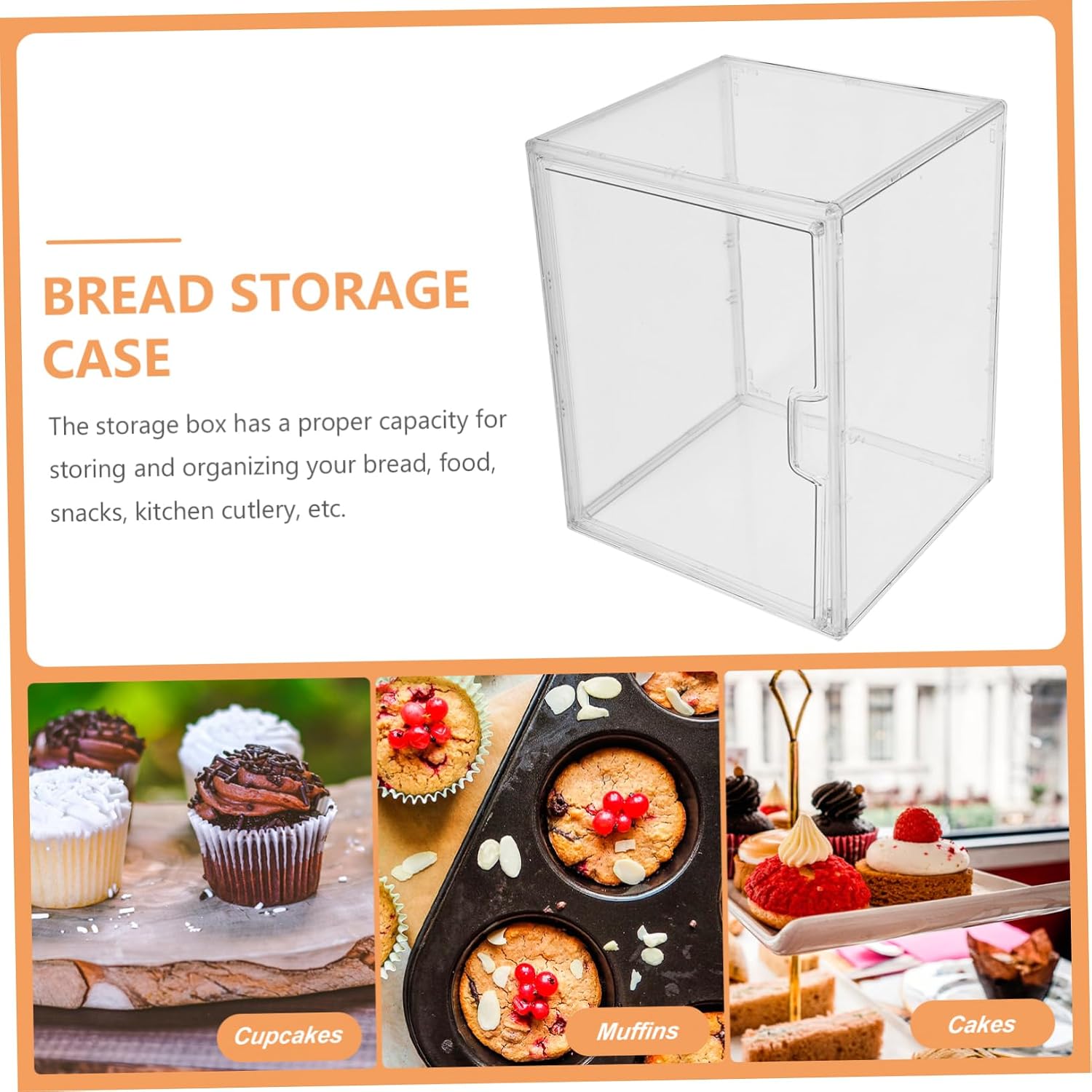 SOLUSTRE Stackable Acrylic Bread Box Lids Airtight Bread Container for Countertop Bin for Home Bakery