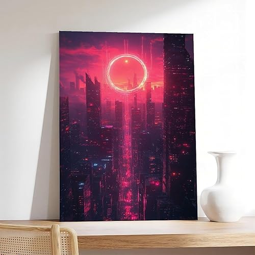 Miniatura 7 de XAHOR Neon Cyberpunk Pop Art Print  Retro Futuristic Cityscape Wall Art  Bold Graphic Decor Canvas Wall Art Print Poster For Home School Office