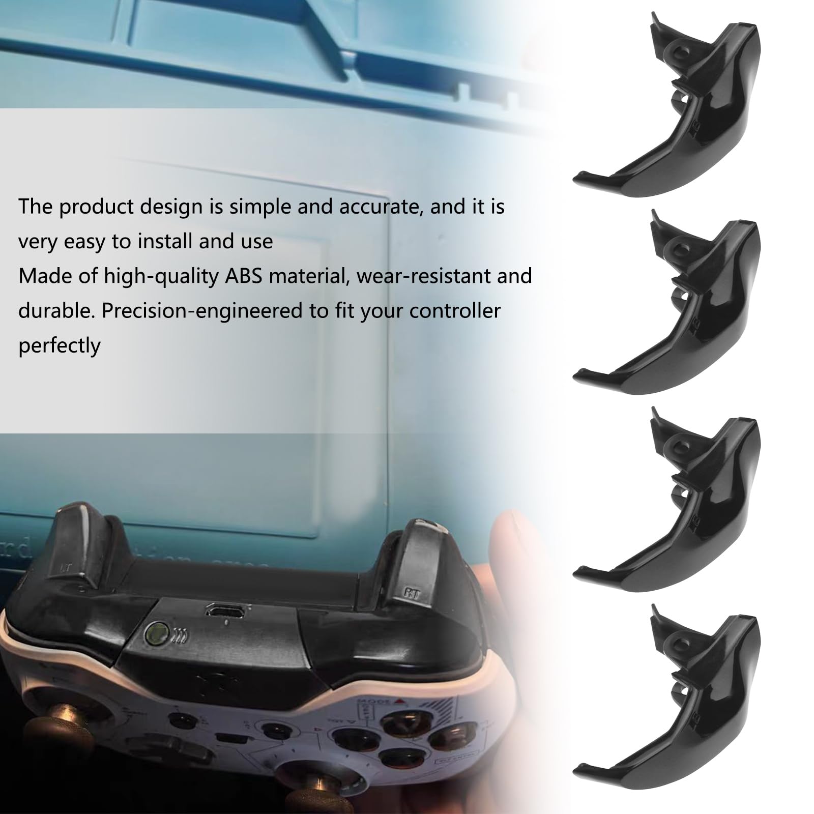 ECSiNG Juego de 4 pares de botones de control de consola de juegos LB RB, color negro, repuesto compatible con mandos inalámbricos Xbox One, modelo estándar 1537