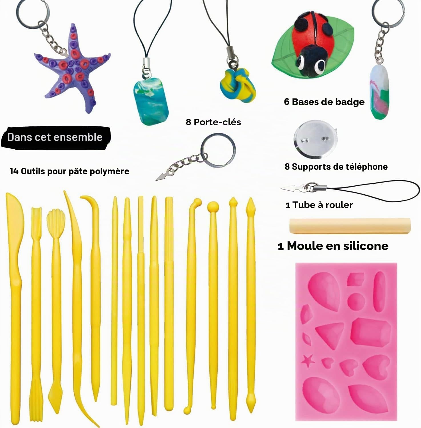 Mont Marte Pate Polymere Set – 75 pièces – Polymer Clay texture douce et régulière – Argile Polymère pour Poterie, Modelage et Bricolage