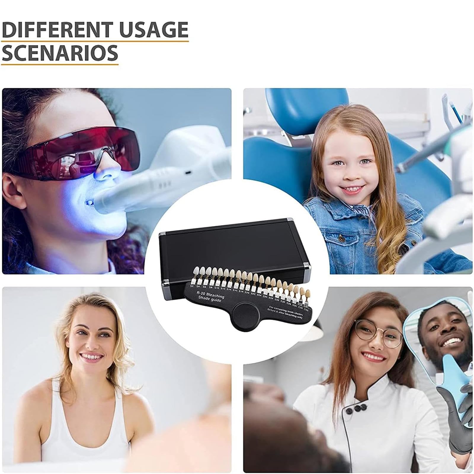 20 Kolorów Model Przewodnika Po Odcieniach Zębów Dentystycznych, 3D Profesjonalna Tabela śledzenia Wybielania Zębów Kolor Zęba Porównaj Materiały Pielęgnacja Jamy Ustnej Narzędzia Dentystyczne