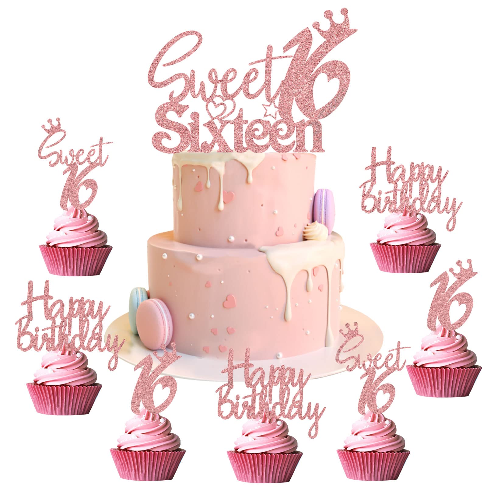 Set 28 Decorazioni Per Cupcake | Con Glitter | Per Torte, Fest Di Compleanno | Regina