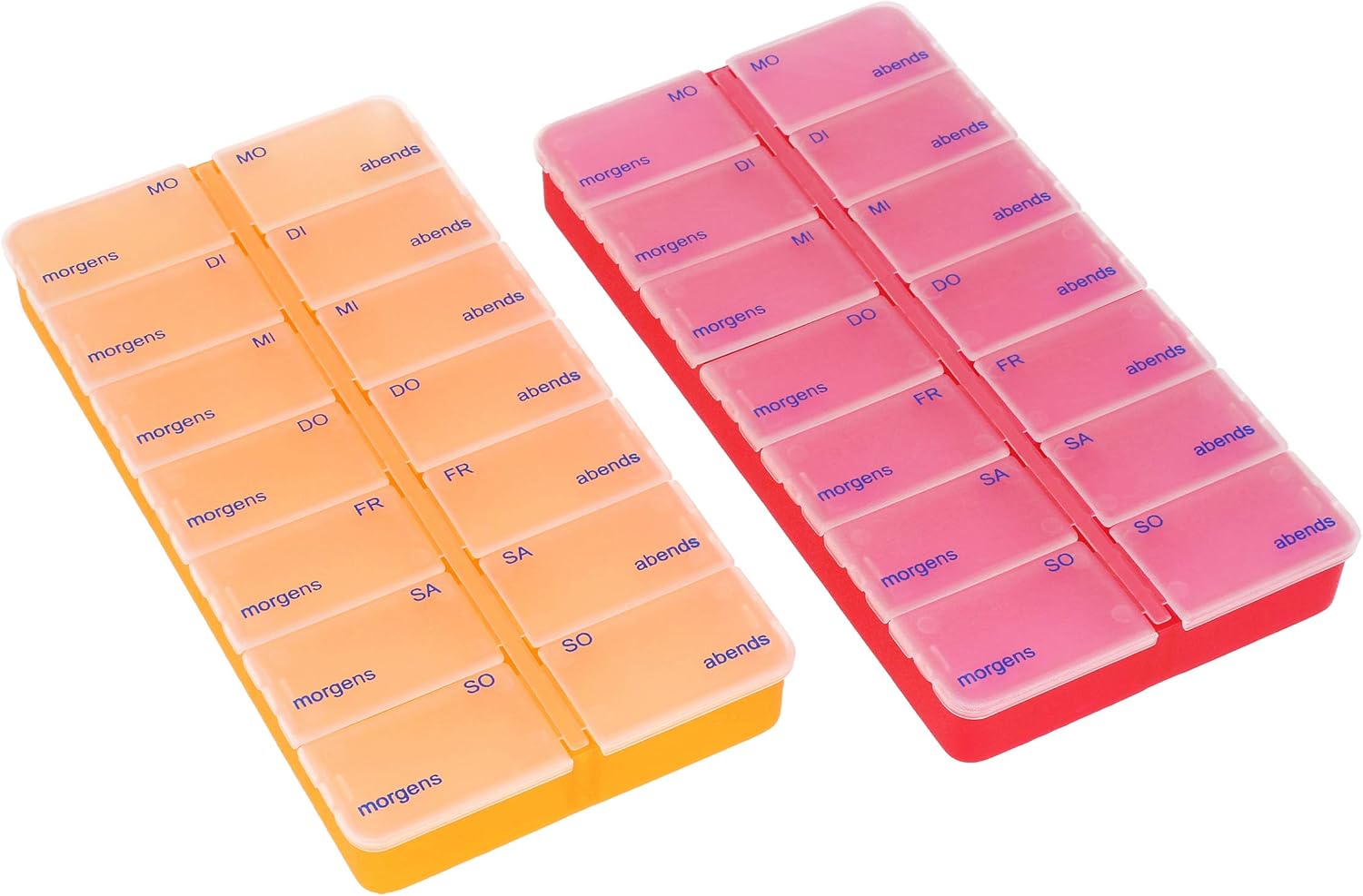 COMFOUR® 2X medication dispenser medication box for 7 days 2 compartments each pill box