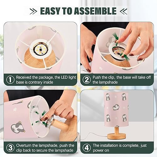 Miniatura 4 de Led Table Lamp Table Desk Lamp for Small Spaces Penguin Cartoon Cute Pink Lights for Night Vision Office