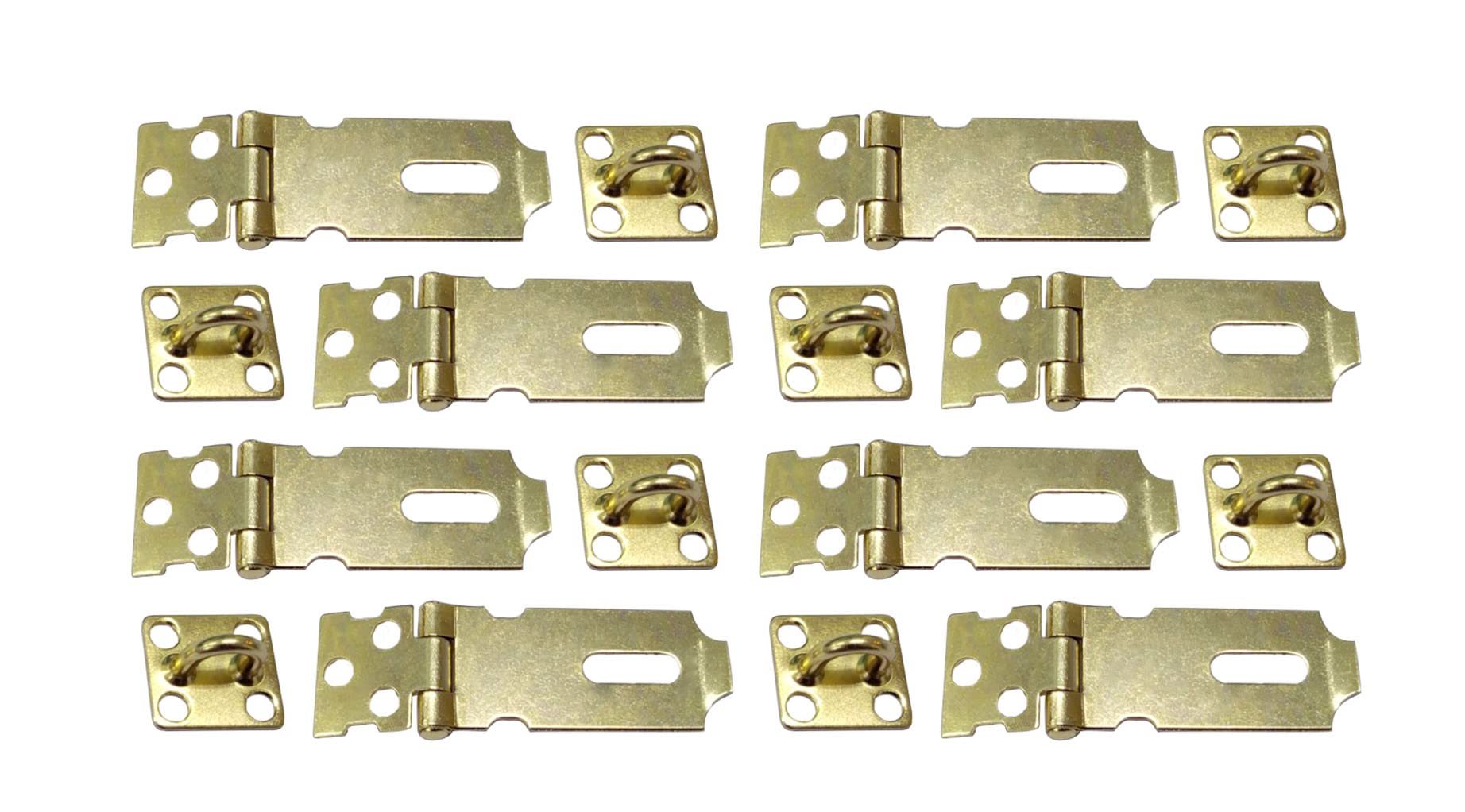 QCAA Safety HASP with Fixed Staple Steel Construction, 2", Brass Plated, 8 Pack, Made in Taiwan