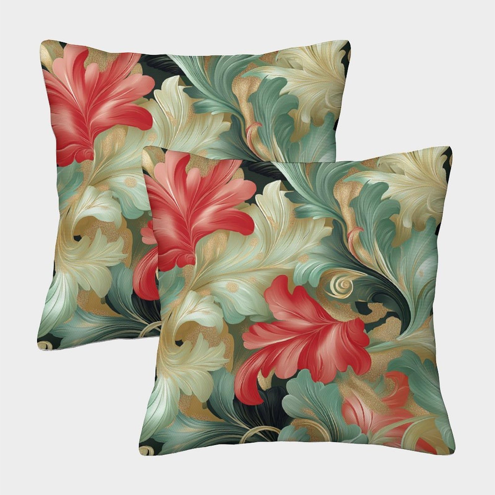 kaiyun 2 Pack Acanthus Leaves.Seamless Pattern 3D Image Printed Single-sided Cushion Cover 50x50cm