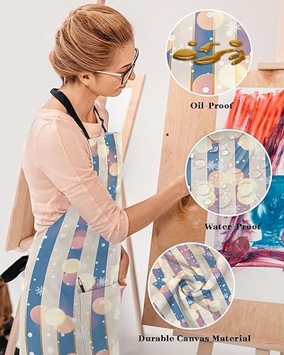 Miniatura 4 de Delantal de chef con pechera ajustable, delantal de copos de nieve de ensueño con bolsillos para hombres y mujeres, delantal de cocina impermeable