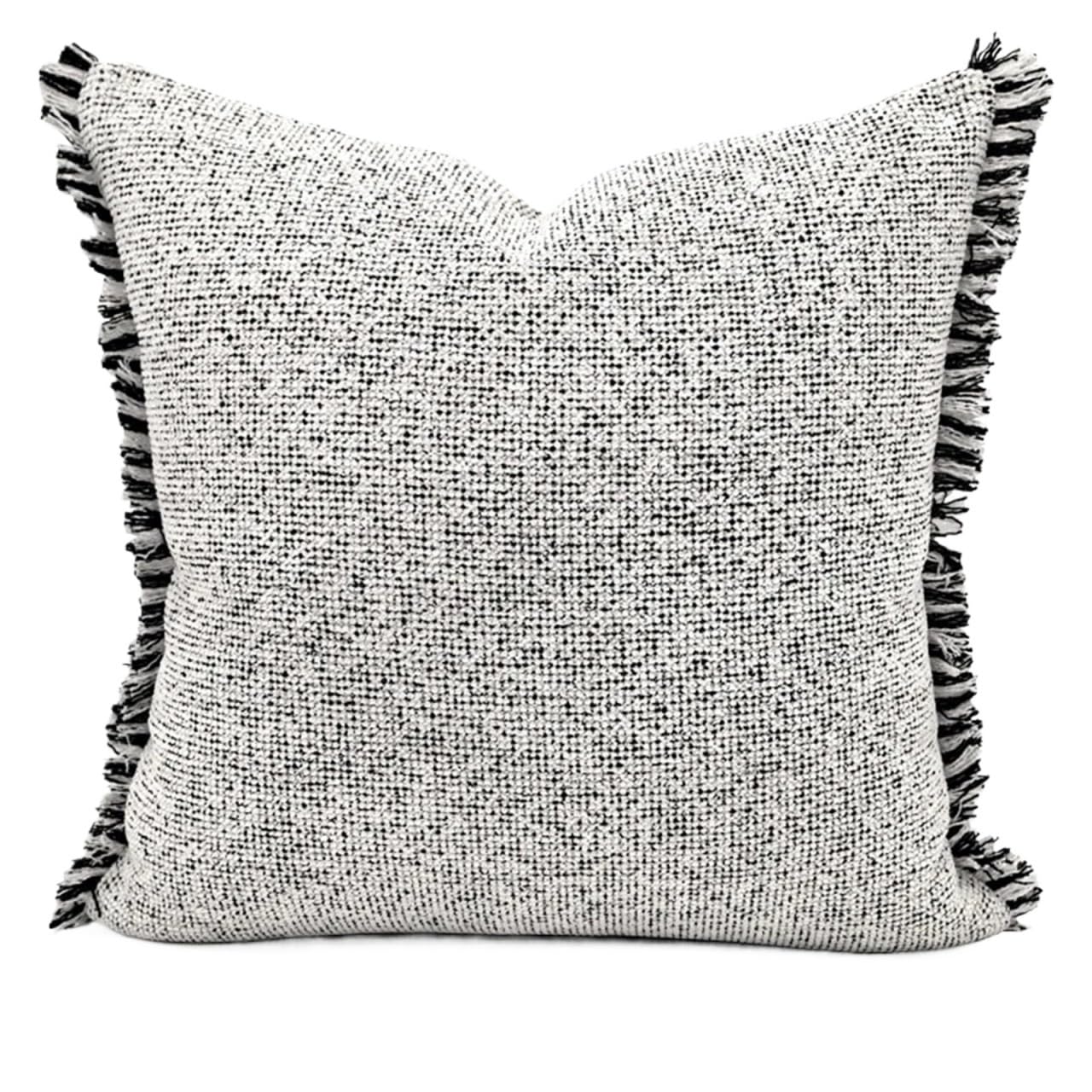 IUVYTA Chenille Pillow Covers Simpe Black Pu Leather Weaven Cushion Cover Sofa Pillowcase And White Chenille Pillow(45 * 45cm)