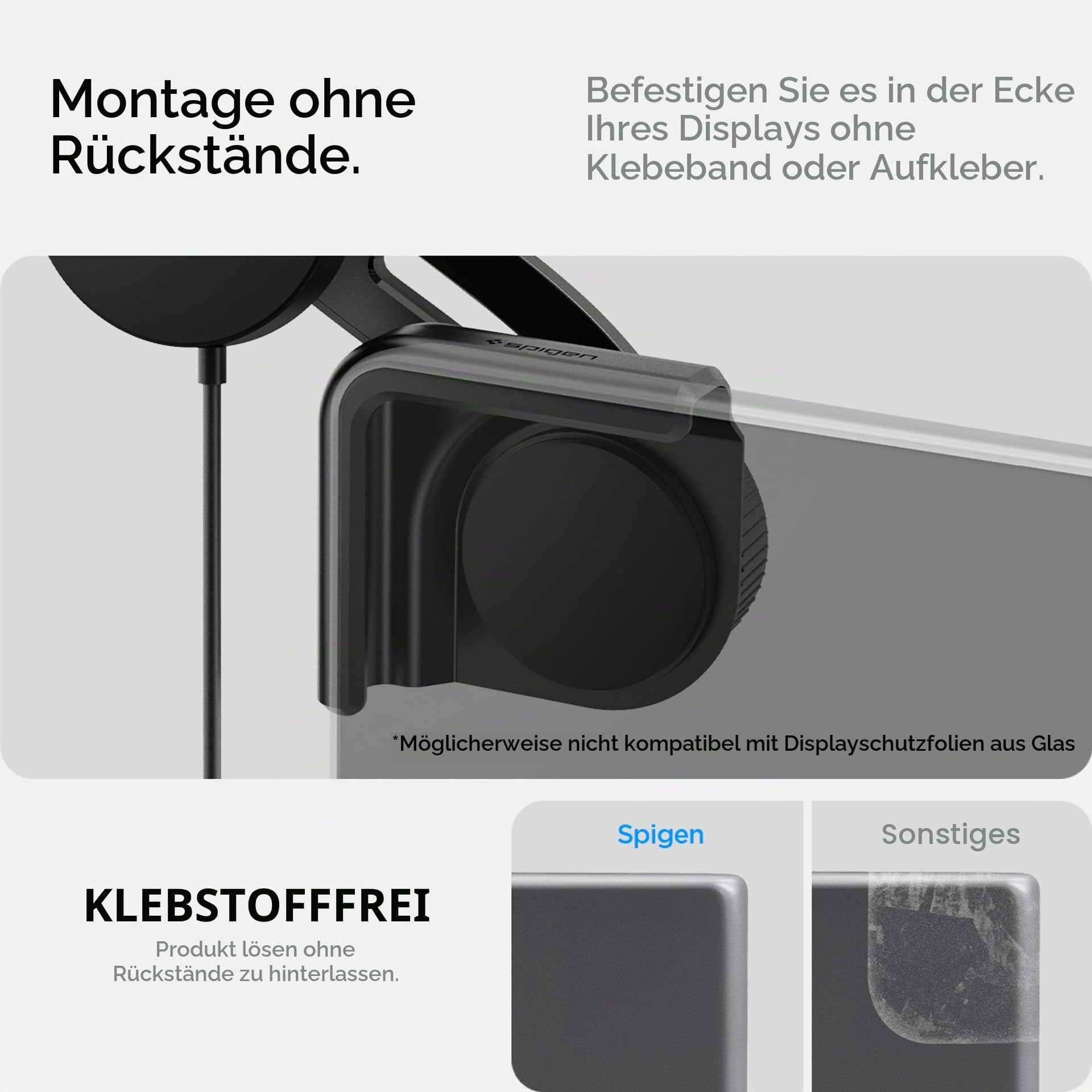 Spigen Tesla Model Y(~Juniper 2026)/3(~ Highland 2026)/S/X Qi2 MagSafe Handyhalterung mit Ladefunktion【Montage ohne Klebstoff】 KFZ Auto Handyhalterung Kompatibel mit iPhone 17/16/15/14/13 Pro Max Air