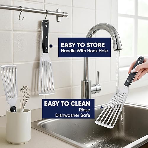 Miniatura 67 de Newness - Servidor de espagueti, [a prueba de óxido, formación integral, duradero] Tenedor para pasta de acero inoxidable 304 con mango ergonómico