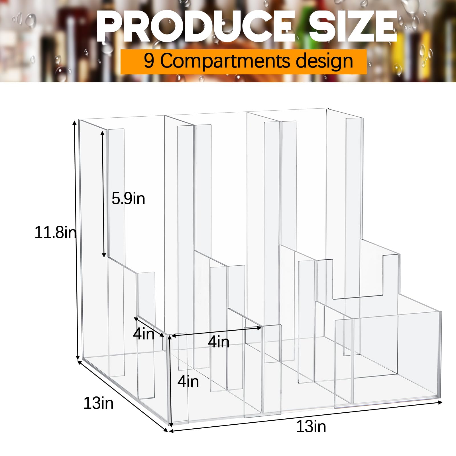 CroBlissful Dispenser verticale in acrilico per tazze da caffè e coperchio, organizer per condimenti di caffè, 9 scomparti per bicchieri di carta e plastica usa e getta, per bancone di casa, 33 x 33 x