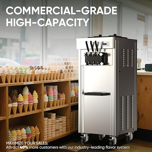 Miniatura 4 de Máquina comercial para hacer helados con certificación UL, rendimiento de 35 cuartos de galón (8.75 galones)/H, 200-250 porciones (3.53 oz cada