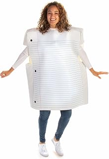 Blank Page Paper Halloween Costume - Funny Customizable One-Size Adult Costume Multicolored, Multicolored, One Size