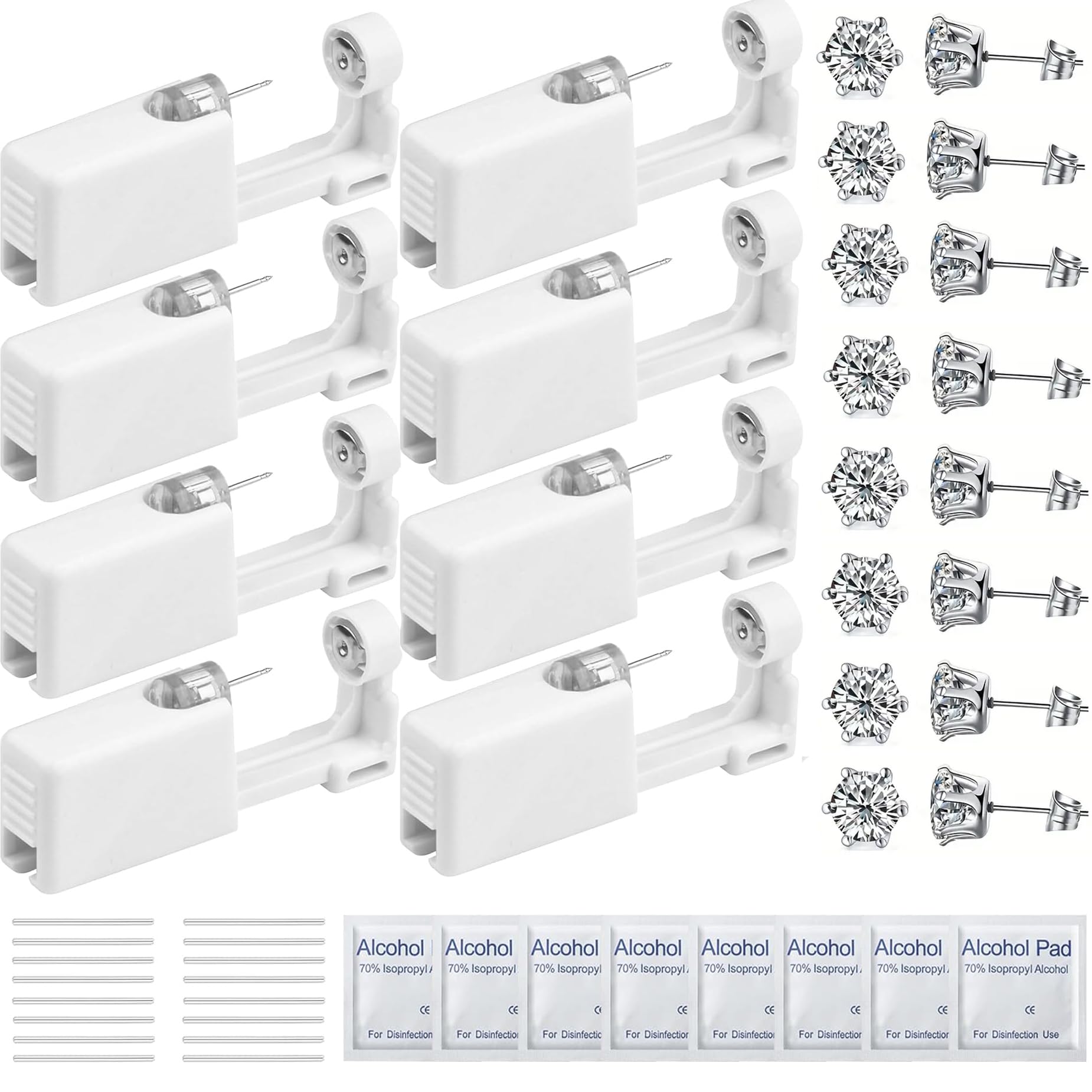 Orglace 38 Pcs Ear Piercing Kit, Disposable Ear Piercing Gun with Cubic Zirconia Stud,Self Ear Piercer Kit Tool at Home