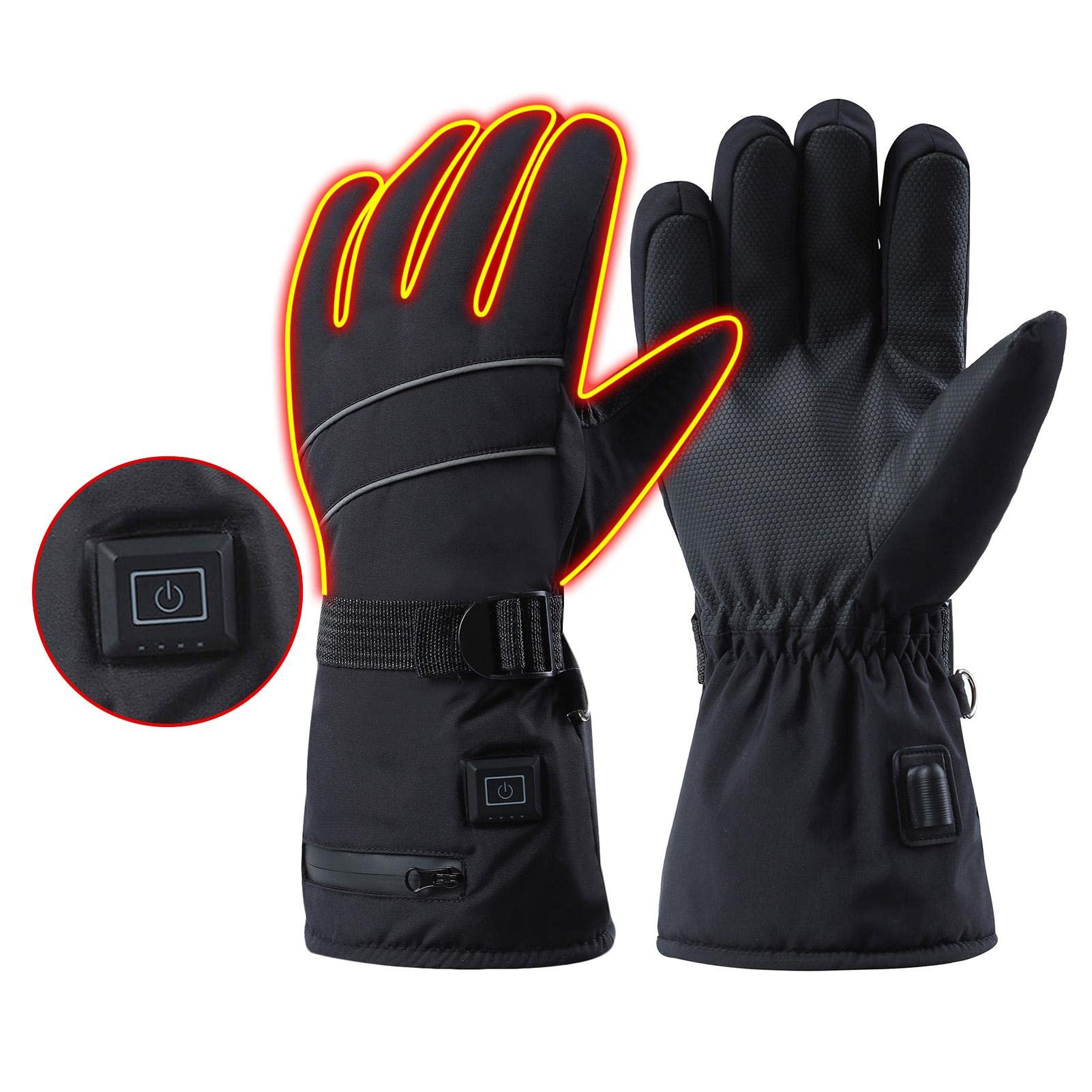 Guantes de motocicleta calefactados | Guantes de invierno recargables de 8.4 V para hombre | Guantes de invierno para hombre con tacto de dedo, guantes de esquí impermeables para pantalla táctil