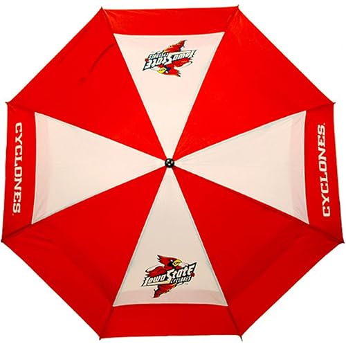 Team Golf NCAA Iowa State Cyclones Golf Umbrella 62" Golf Umbrella with Protective Sheath, Double Canopy Wind Protection Design, Auto Open Button