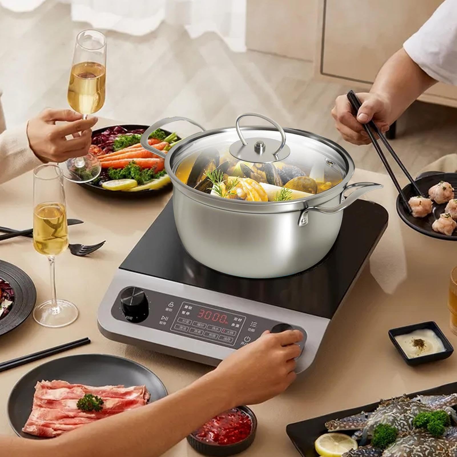 Saucepan Mit Deckel Antihaft Kochtopf Set | Induktionstaugliches Kochgeschirr Set Für Dämpfen Schmoren Suppenkochen Haushalt Gastronomie