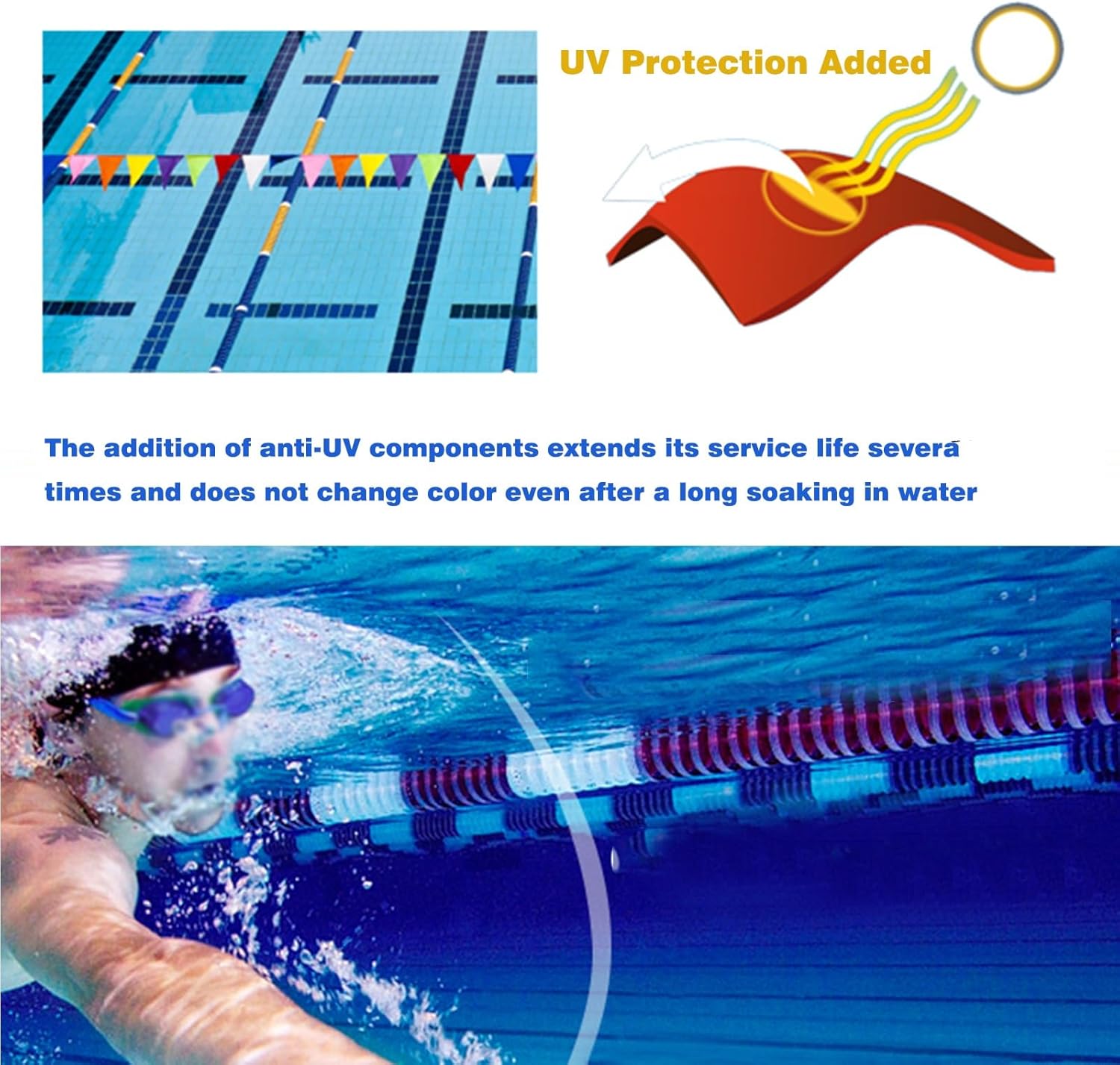 Floating Pool Safety Divider Lane Line - 3.3ft to 60ft Adjustable Floating Warning Line for Indoor/Outdoor Pools, Steel Wire, Depth Separation, Enhanced Safety