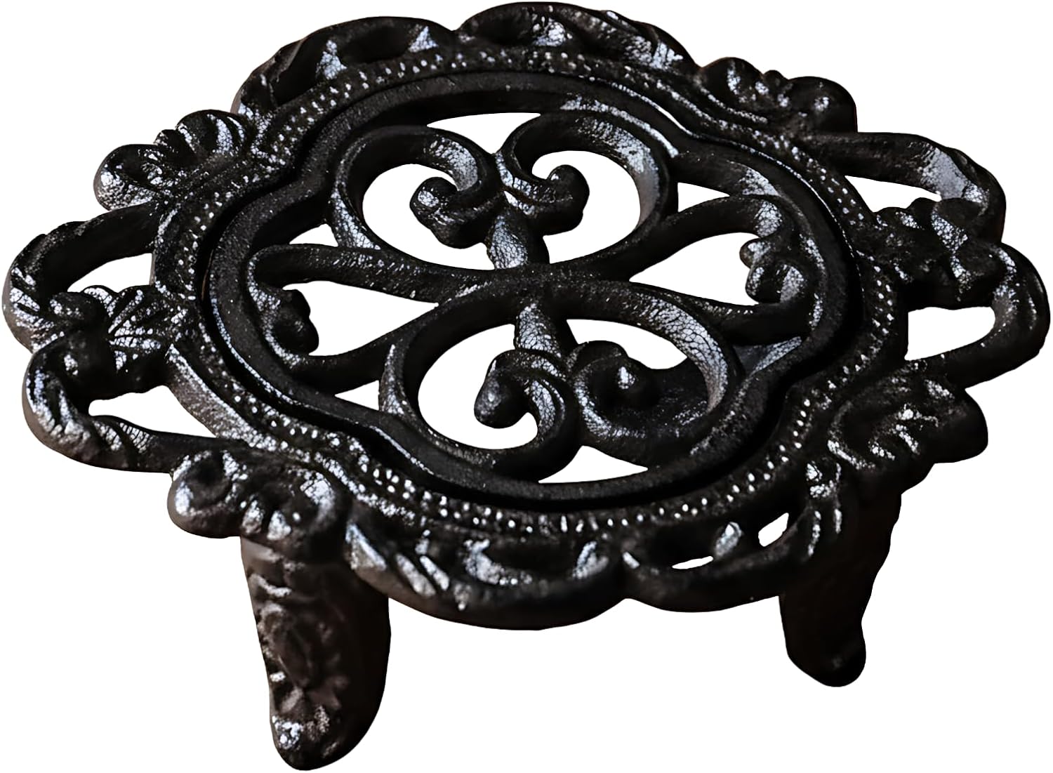 Generic Teapot Warmer, Heavy Duty Cast Iron Tealight Warmer Decorative Stove, Flower Shape Holder, Stable Stand, 5.9 x 4.9 x 2 in