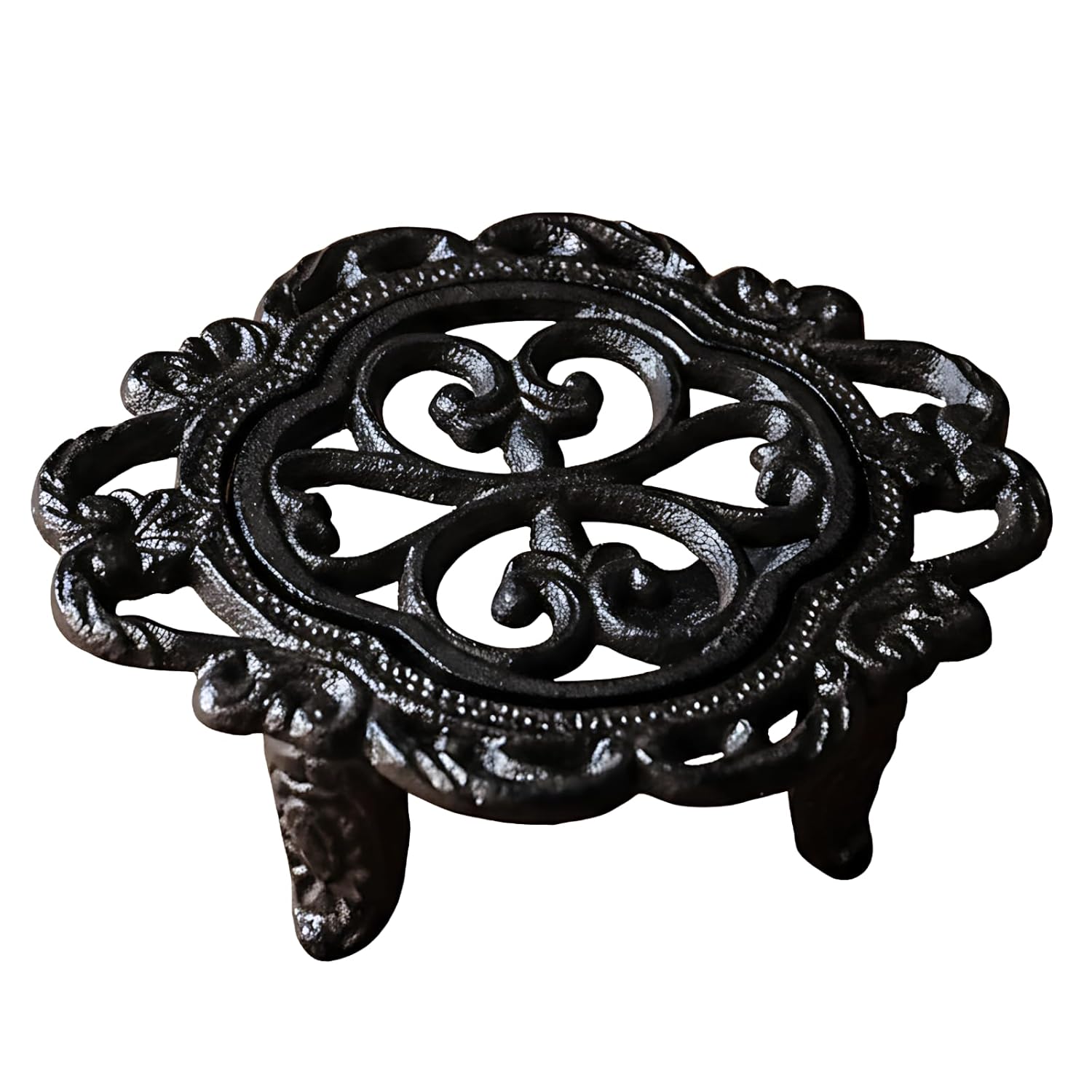 Generic Cast Iron Teapot Warmer, 5.9 X 4.9 X 2 in, Tealight Warmer Decorative Stove, Flower Shaped Holder, Stable Stand for Tealight, Black