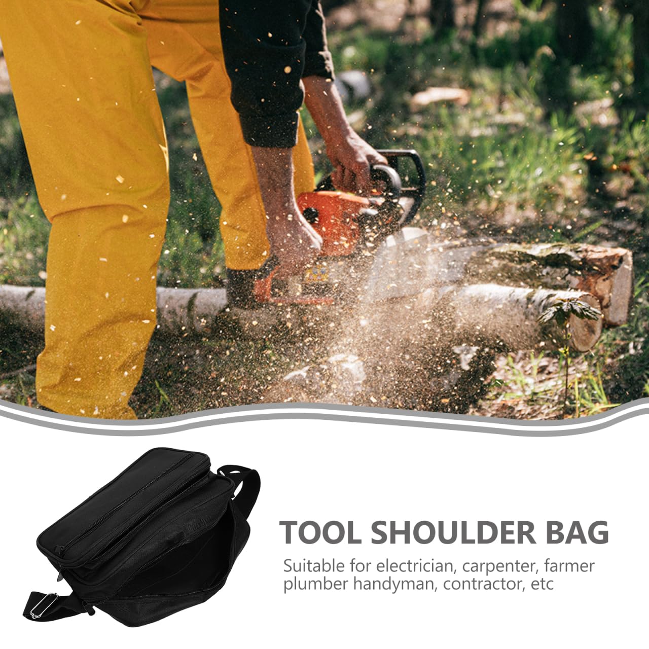 Bolsa de Herramientas de Lona con Correa Ajustable, Bolso Portaherramientas para Trabajo, Bolsa Herramientas Electricista Profesional, 30x22cm