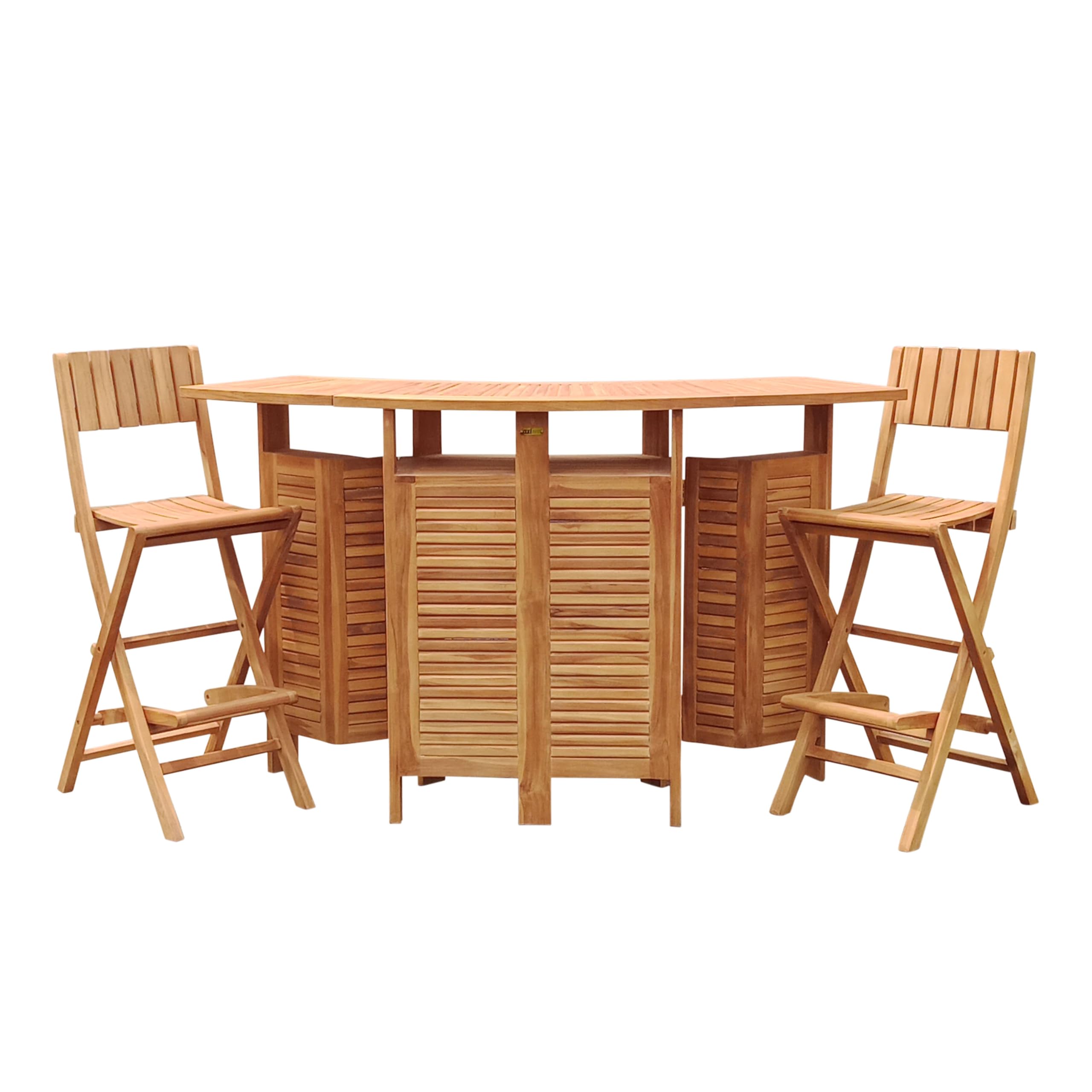 AXI Bruno Ensemble De Bar en Bois De Teck avec 2 Tabourets | Set De Jardin Pliable avec Espace De Rangement | Table De Bar avec Tabourets | Ensemble De Meubles pour L'Extérieur