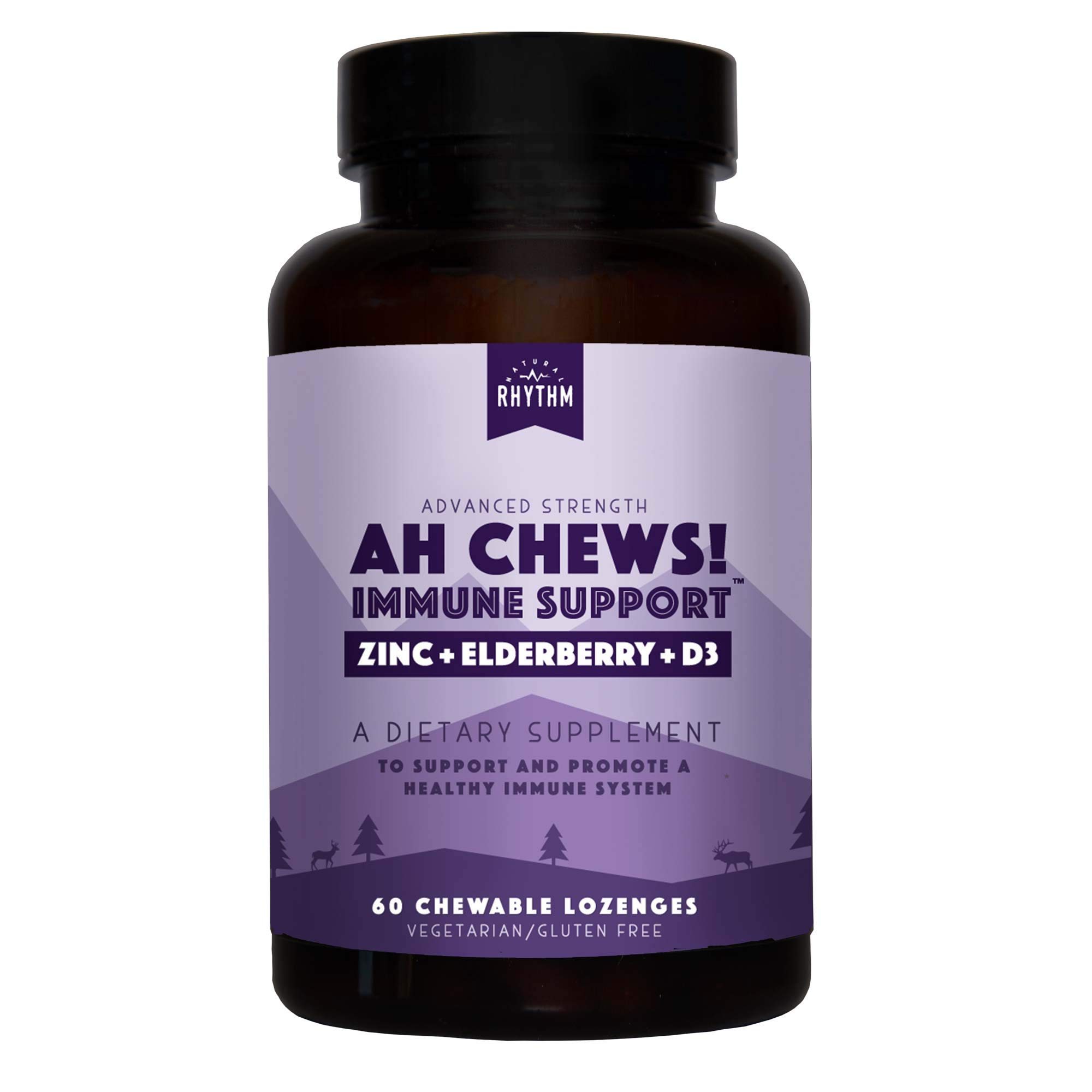 Sponsored Ad - Natural Rhythm Ah Chews! Immune Booster Lozenges for Kids and Adults, No Added Sugar, with Elderberry, Zinc & Vitamin D3, 60 Capsules