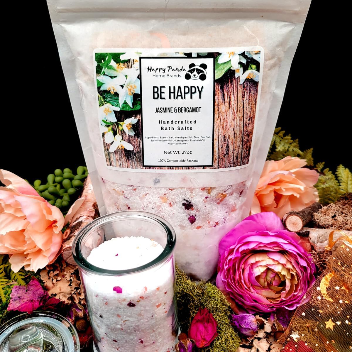 Be Happy Jasmine and Bergamot Bath Salts Bag 27oz