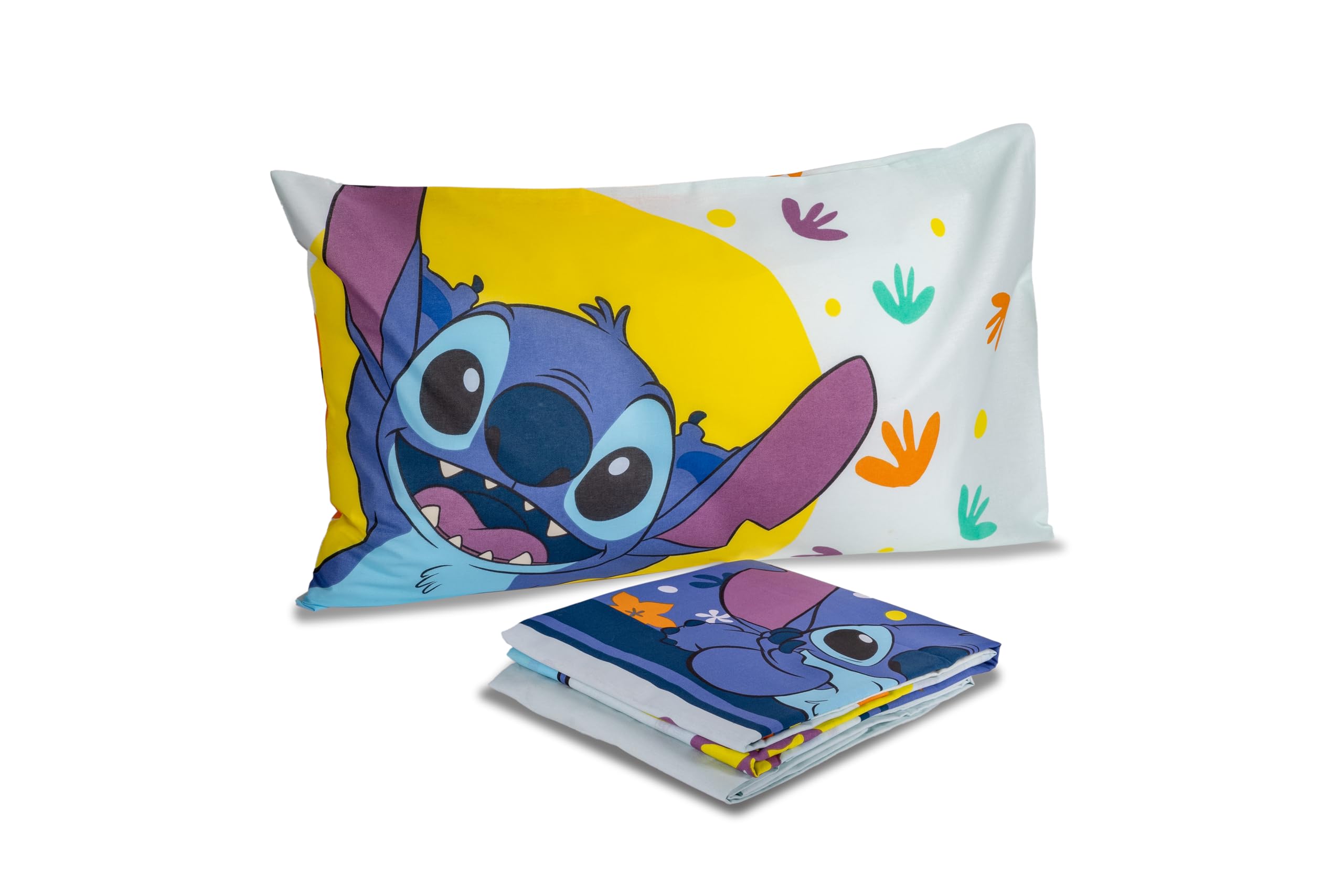 Stitch komplet pościeli Disneya Queen size, prześcieradło wierzchnie, prześcieradło wierzchnie, prześcieradło, poszewka na poduszkę, jasnoniebieski, Disney, 100% bawełna, oficjalny produkt