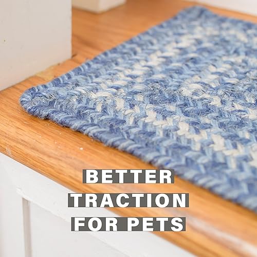 Miniatura 6 de Homespice Denim Premium - Banda de rodadura trenzada de yute de 8 x 28 pulgadas (juego de 13) rectangular azul reversible, hilo de yute natural