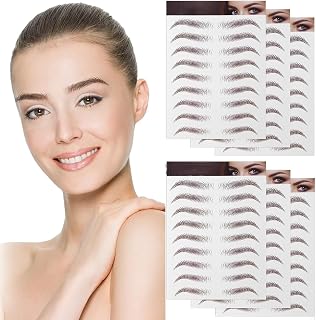 4D Hair-Like Eyebrow Tattoos Stickers 6 Sheets Brown Waterproof