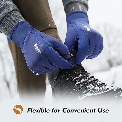 Vista 7 de FREETOO Waterproof Winter Gloves with Fleece Lining for Cold WeatherWindproof Touchscreen Warm Gloves for Snow Running Cycling Driving MenWomen