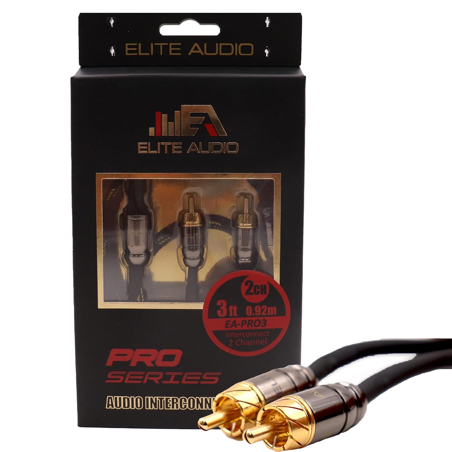 Elite Audio Pro Series 2Channel RCA Audio Cable 3ft. Long 100