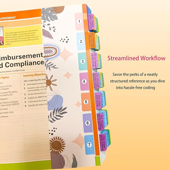Index Tabs for Buck's Step-by-Step Medical Coding, 2026 1st Edition. Color-Coded Laminated Tabs, with Page Numbers and Alignment Card, Bookmarker. (Book not Included)
