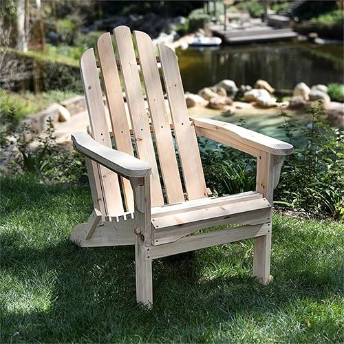 Miniatura 5 de Pemberly Row Silla Adirondack plegable tradicional de madera de cedro en color beige