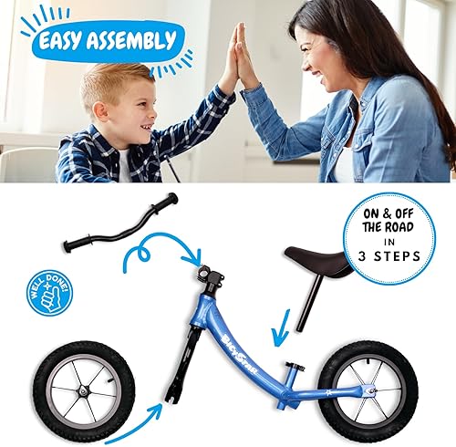 Miniatura 5 de bicystar Bicicleta de equilibrio deportiva para niños de 2 a 4 años, neumáticos de aire, sin pedales, bicicleta de empuje, juguete al aire libre