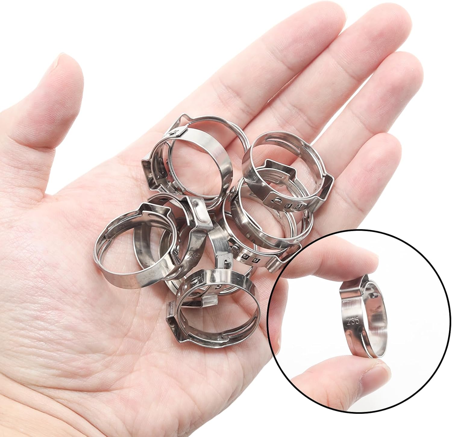 60Pcs 3/4" PEX Crimp Rings, 304 Stainless Steel 3/4 Inch PEX Clamps, Crimping Tool for Tubing Pipe Fitting Connection